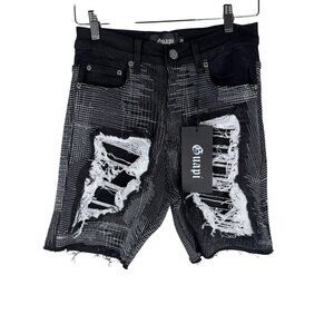 NEW Guapi Black Denim Edgy Distressed Shorts Men's Size 32